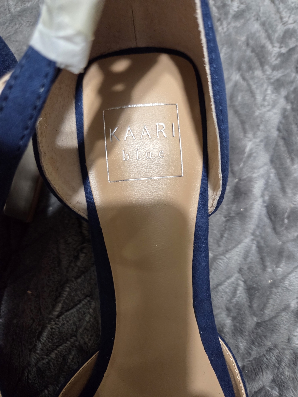 Kaari Blue Navy Open-Toe Ankle-Strap Heels - Picture 2 of 5